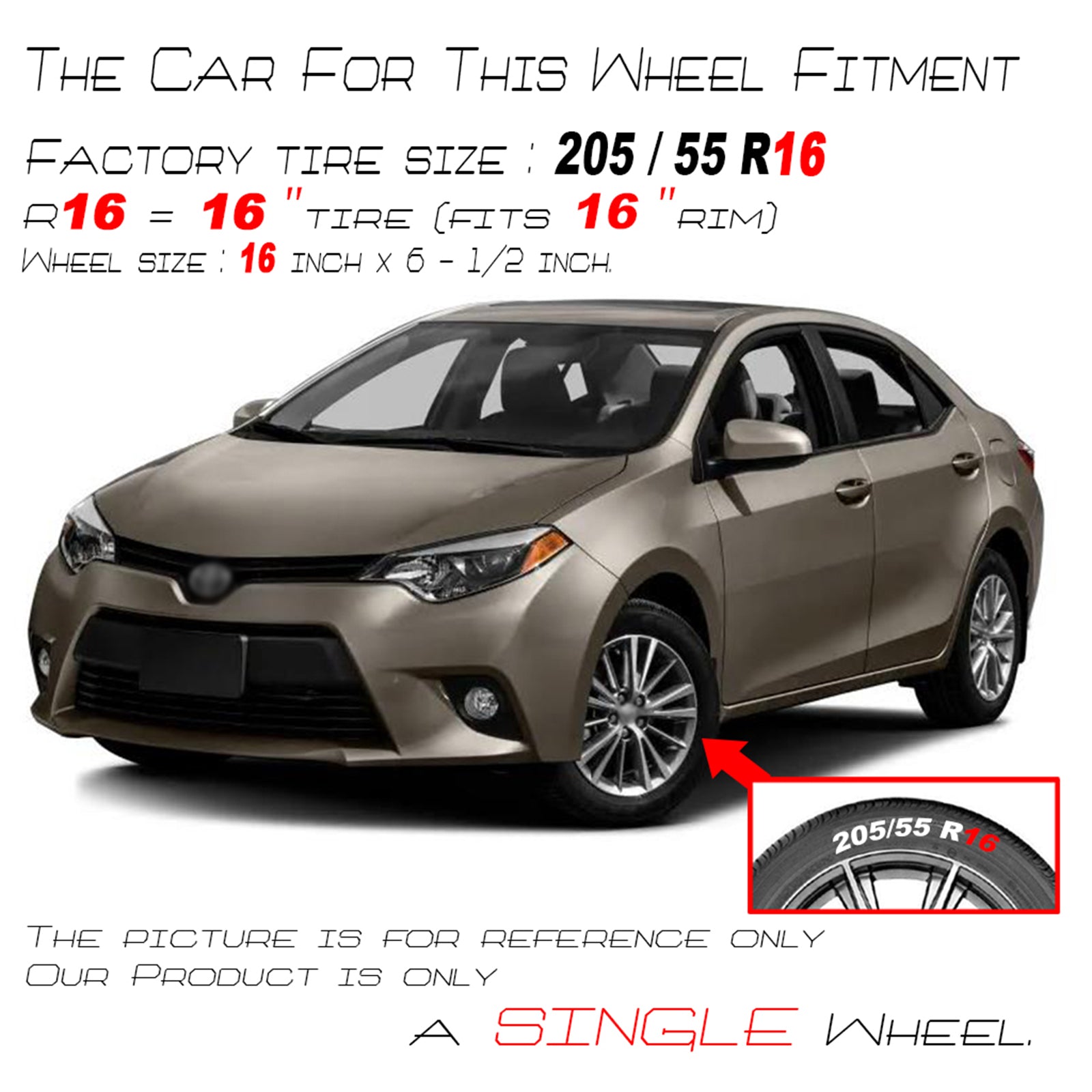 TOYOTA R16 -55-185 : 16 Inch Hubcaps Set of 4 Matte Black Wheel Rims Cover